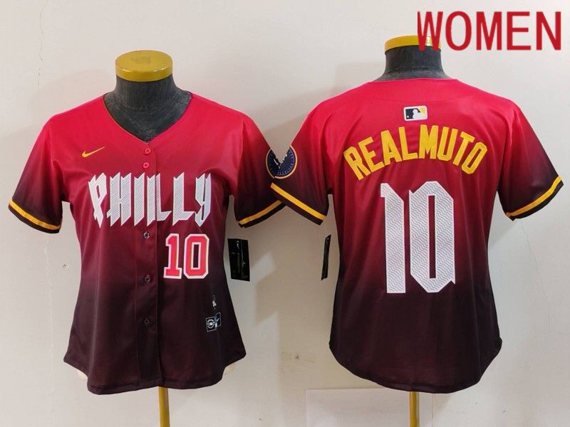 Women Philadelphia Phillies 10 Realmuto Red City Edition 2024 Nike MLB Jersey style 2